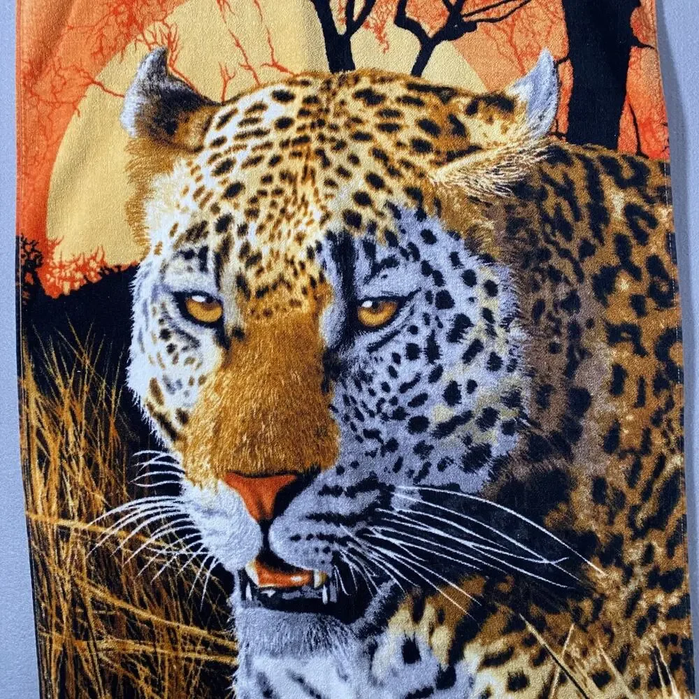 Vintage Cheetah Leopard Big Cat Animal Print Beach Bath Towel 28 x 60